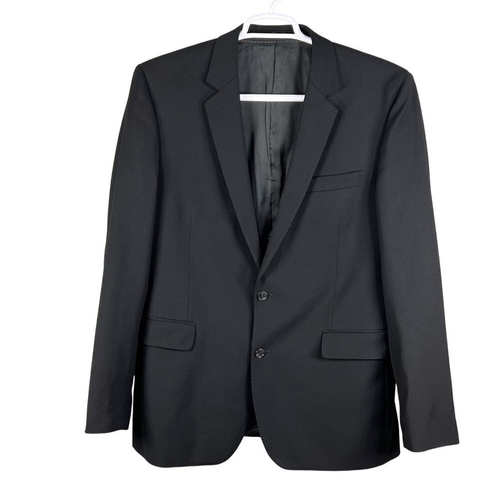 Batistini Mens 44L Black Single Breasted Blazer Italian Wool Sport Coat Timeless